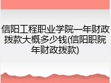 信阳工程职业学院一年财政拨款大概多少钱(信阳职院年财政拨款)