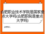 合肥职业技术学院是国家重点大学吗(合肥职院是重点大学吗)
