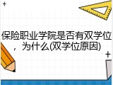 保险职业学院是否有双学位，为什么(双学位原因)