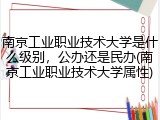 南京工业职业技术大学是什么级别，公办还是民办(南京工业职业技术大学属性)