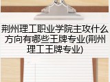 荆州理工职业学院主攻什么方向有哪些王牌专业(荆州理工王牌专业)