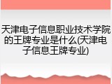 天津电子信息职业技术学院的王牌专业是什么(天津电子信息王牌专业)