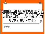 河南机电职业学院哪些专业就业前景好，为什么(河南机电好就业专业)