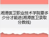 湘潭医卫职业技术学院要多少分才能进(湘潭医卫录取分数线)