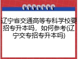 辽宁省交通高等专科学校要招专升本吗，如何参考(辽宁交专招专升本吗)