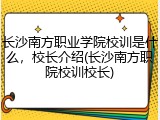 长沙南方职业学院校训是什么，校长介绍(长沙南方职院校训校长)