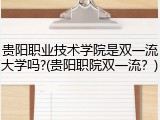 贵阳职业技术学院是双一流大学吗?(贵阳职院双一流？)