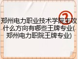 郑州电力职业技术学院主攻什么方向有哪些王牌专业(郑州电力职院王牌专业)
