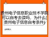贵州电子信息职业技术学院可以自考去读吗，为什么(贵州电子信息自考条件)