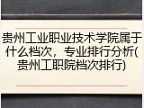 贵州工业职业技术学院属于什么档次，专业排行分析(贵州工职院档次排行)