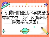 广东梅州职业技术学院是否有双学位，为什么(梅州职院双学位原因)