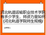 河北轨道运输职业技术学院有多少学生，师资力量如何(河北轨道学院师生规模)