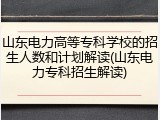 山东电力高等专科学校的招生人数和计划解读(山东电力专科招生解读)