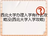西北大学办理入学有什么攻略没(西北大学入学攻略)