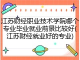 江苏财经职业技术学院哪个专业毕业就业前景比较好(江苏财经就业好的专业)