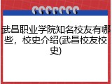 武昌职业学院知名校友有哪些，校史介绍(武昌校友校史)