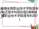 海南体育职业技术学院是专科还是本科院校呢(海南体育职业技术学院是专科吗？)