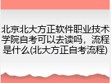 北京北大方正软件职业技术学院自考可以去读吗，流程是什么(北大方正自考流程)