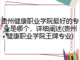 贵州健康职业学院最好的专业是哪个，详细阐述(贵州健康职业学院王牌专业)