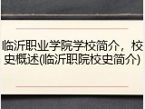 临沂职业学院学校简介，校史概述(临沂职院校史简介)