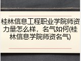 桂林信息工程职业学院师资力量怎么样，名气如何(桂林信息学院师资名气)