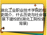 湖北工业职业技术学院的校史简介，什么历史与社会背景下建校的(湖北工院校史背景)