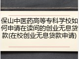 保山中医药高等专科学校如何申请在读间的创业无息贷款(在校创业无息贷款申请)