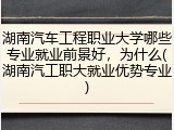 湖南汽车工程职业大学哪些专业就业前景好，为什么(湖南汽工职大就业优势专业)