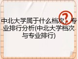 中北大学属于什么档次，专业排行分析(中北大学档次与专业排行)