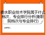 衡水职业技术学院属于什么档次，专业排行分析(衡职院档次与专业排行)