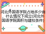 河北外国语学院占地多少亩，什么情况下成立(河北外国语学院面积与建校条件)