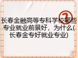 长春金融高等专科学校哪些专业就业前景好，为什么(长春金专好就业专业)