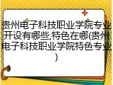 贵州电子科技职业学院专业开设有哪些,特色在哪(贵州电子科技职业学院特色专业)