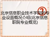 北京信息职业技术学院的专业设置概况介绍(北京信息职院专业概览)