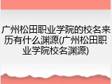 广州松田职业学院的校名来历有什么渊源(广州松田职业学院校名渊源)