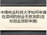 中南林业科技大学如何申请在读间的创业无息贷款(在校创业贷款申请)