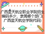 广西蓝天航空职业学院招生编码多少，隶属哪个部门(广西蓝天航空学院代码)