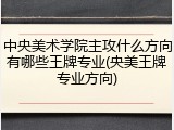 中央美术学院主攻什么方向有哪些王牌专业(央美王牌专业方向)