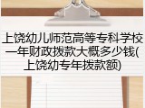 上饶幼儿师范高等专科学校一年财政拨款大概多少钱(上饶幼专年拨款额)