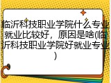 临沂科技职业学院什么专业就业比较好，原因是啥(临沂科技职业学院好就业专业)