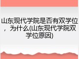 山东现代学院是否有双学位，为什么(山东现代学院双学位原因)