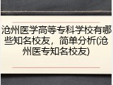 沧州医学高等专科学校有哪些知名校友，简单分析(沧州医专知名校友)