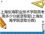 上海东海职业技术学院高考需多少分能录取呢(上海东海学院录取分数)