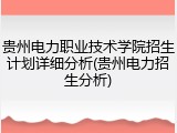 贵州电力职业技术学院招生计划详细分析(贵州电力招生分析)