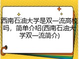 西南石油大学是双一流高校吗，简单介绍(西南石油大学双一流简介)