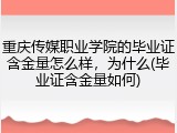 重庆传媒职业学院的毕业证含金量怎么样，为什么(毕业证含金量如何)