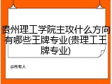 贵州理工学院主攻什么方向有哪些王牌专业(贵理工王牌专业)