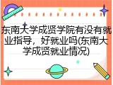 东南大学成贤学院有没有就业指导，好就业吗(东南大学成贤就业情况)