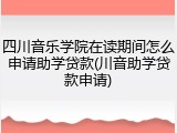 四川音乐学院在读期间怎么申请助学贷款(川音助学贷款申请)