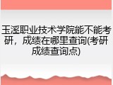 玉溪职业技术学院能不能考研，成绩在哪里查询(考研成绩查询点)